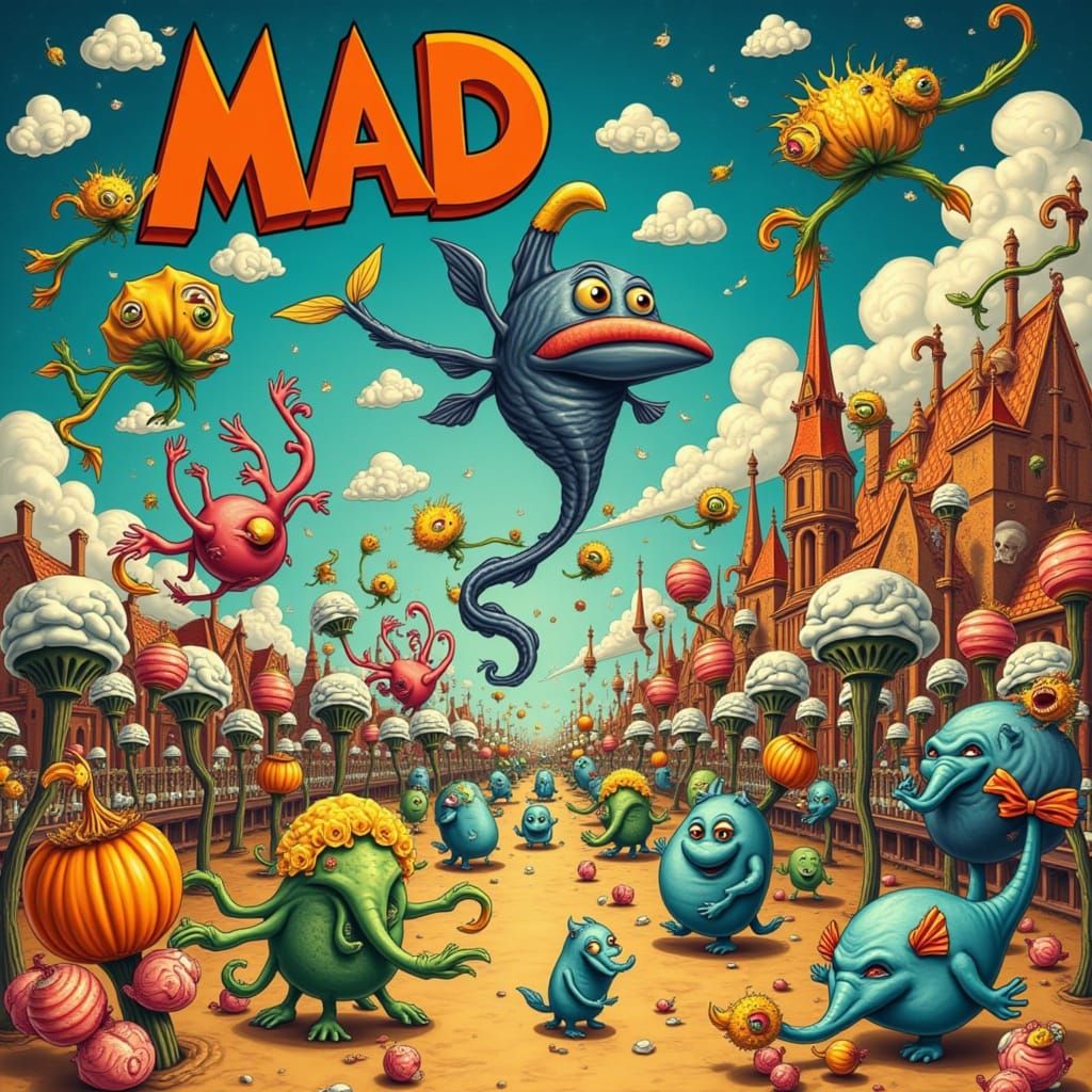 <lora:Whimsical Nouveau:1.0> fantasy art in the style of MAD magazine.