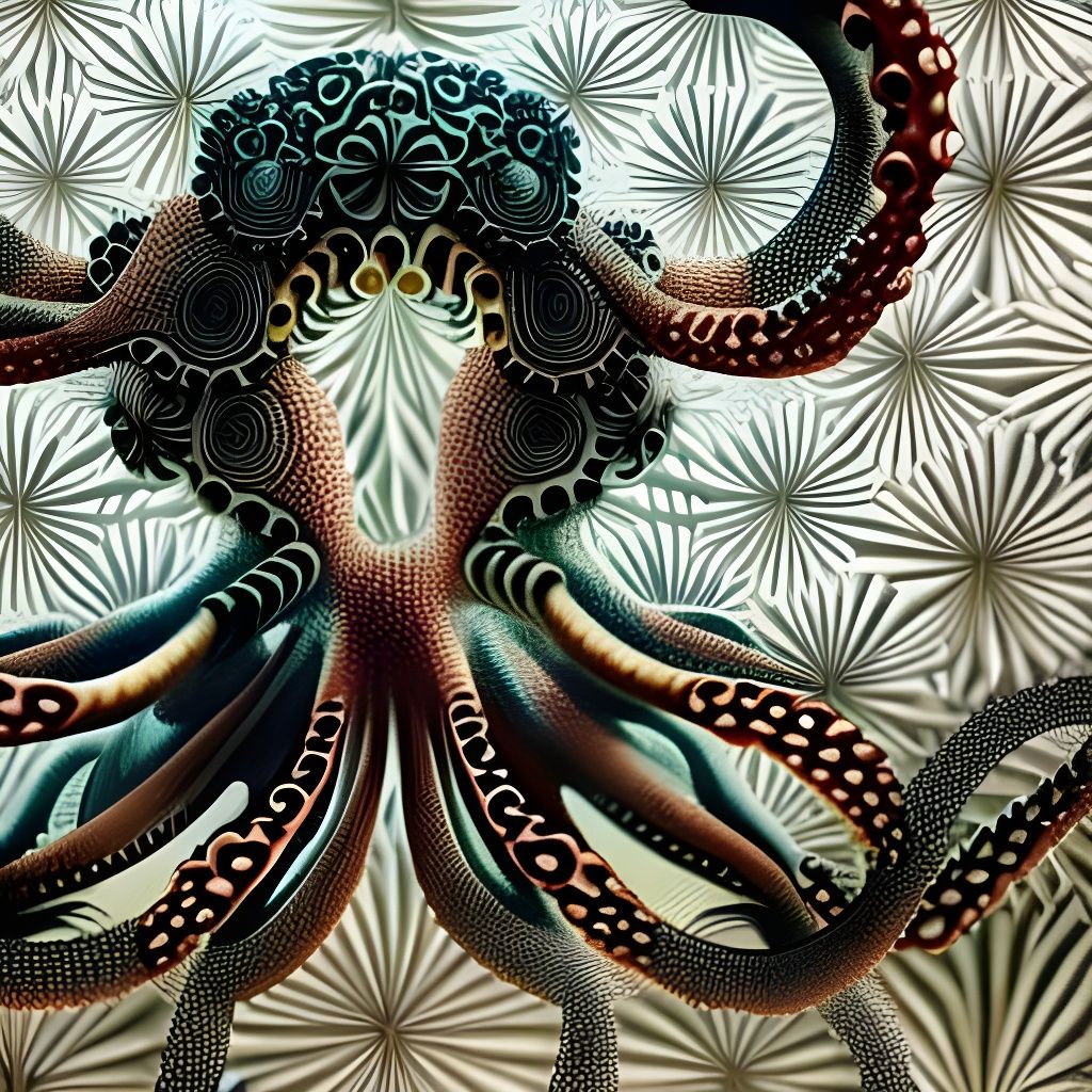 Girl in Octopus Hat, Haeckel-Inspired Art