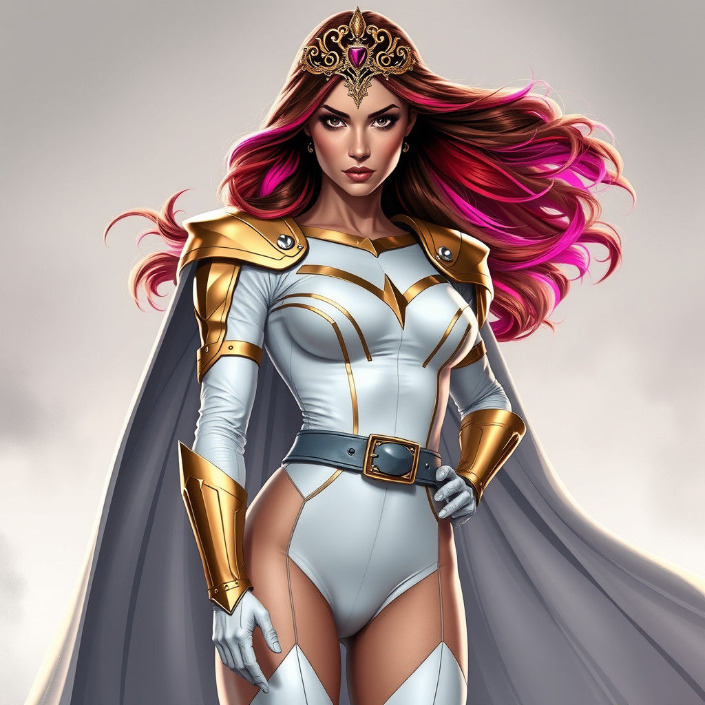 Regal Woman in Gold Armor and Cape
