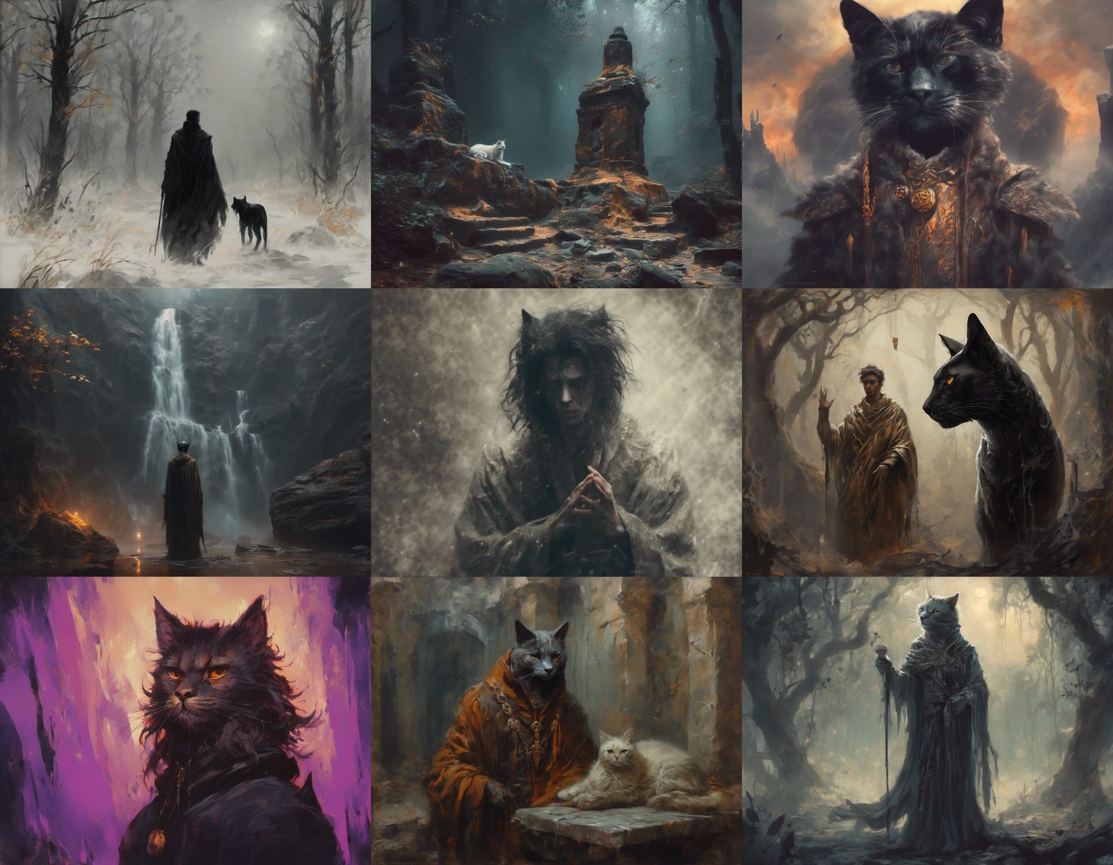Ethereal Feline Humanoid in Monk Robes