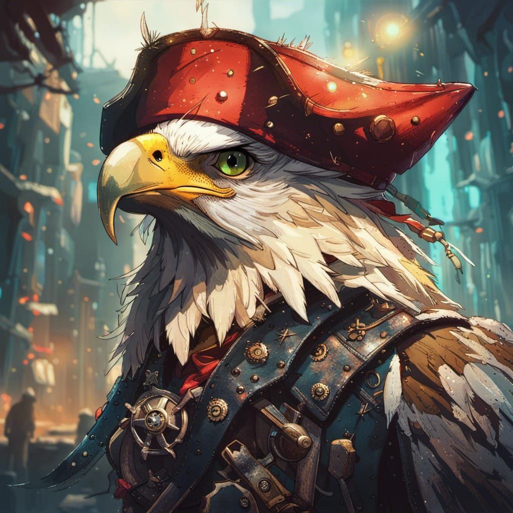 Anime Eagle Pirate in Space
