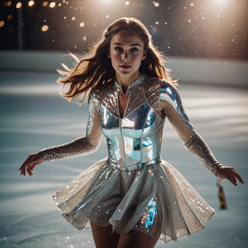 Stunning Figure Skater in Holographic Dress