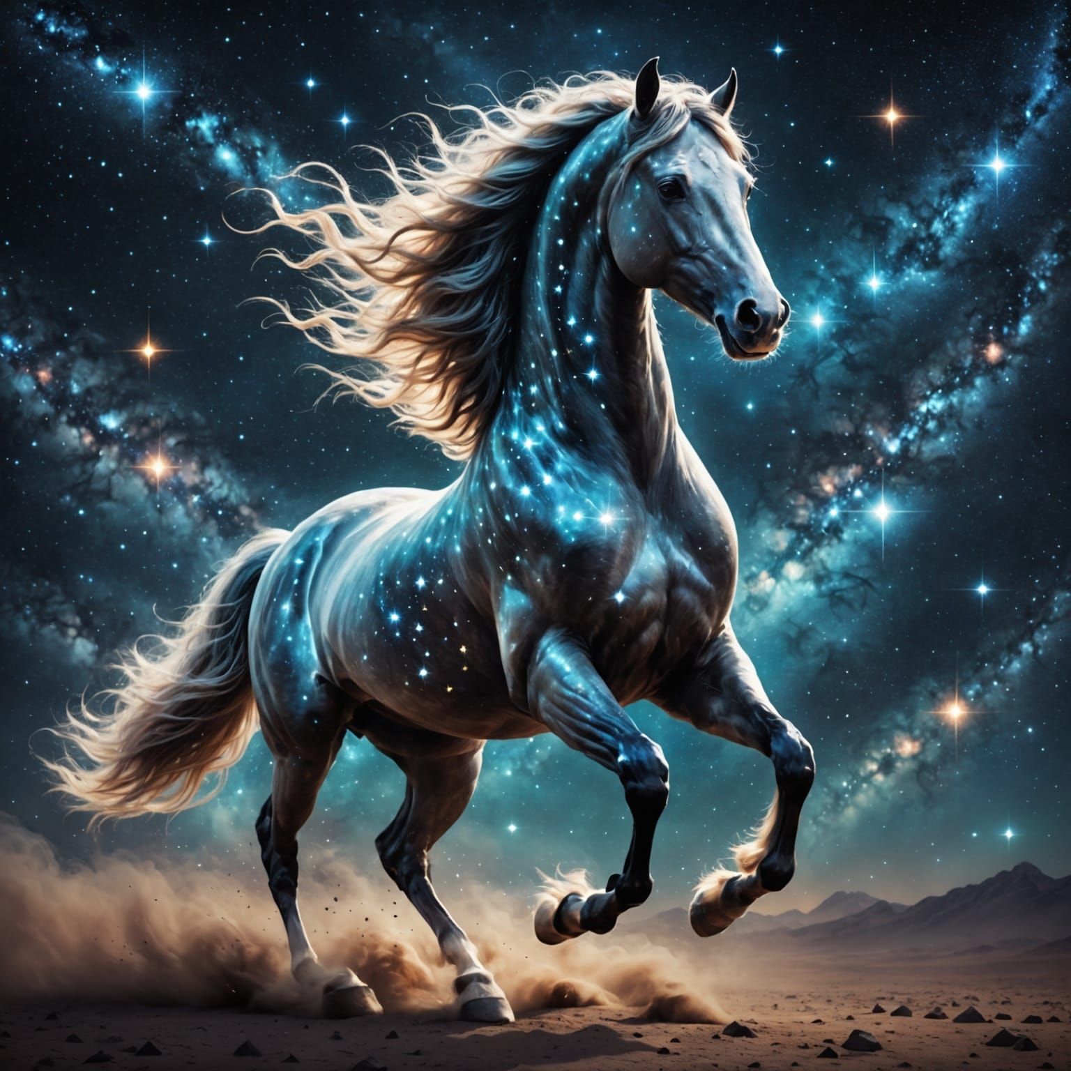 Celestial Stallion Gallops Across the Galaxy in Dreamy Fanta...