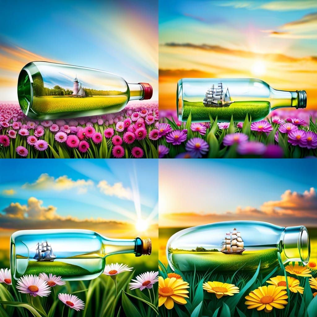 Sailing Ship Inside Crystal Clear Bottle