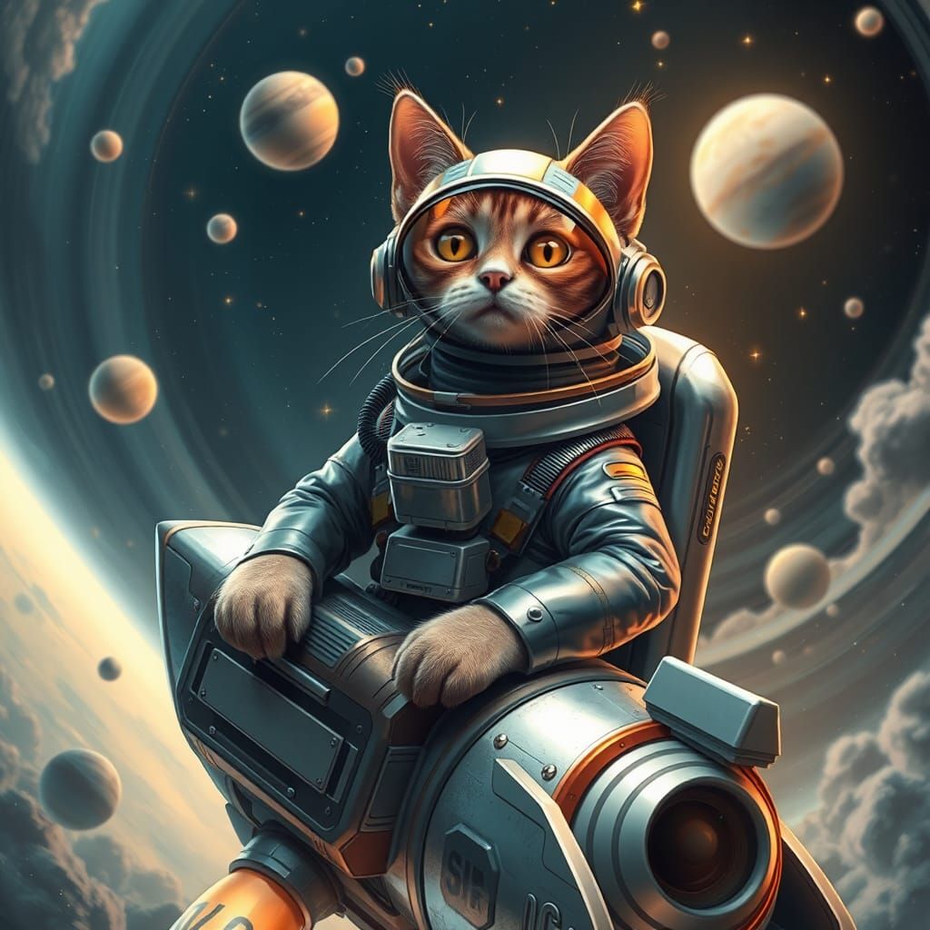 Cat Astronaut's Blast Off: Retro-Futuristic Sci-Fi