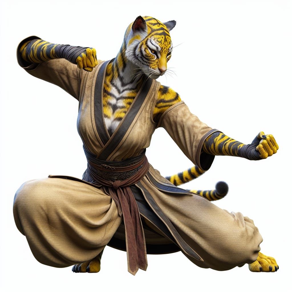 Female Tabaxi Monk Martial Artist in Yellow and Black
