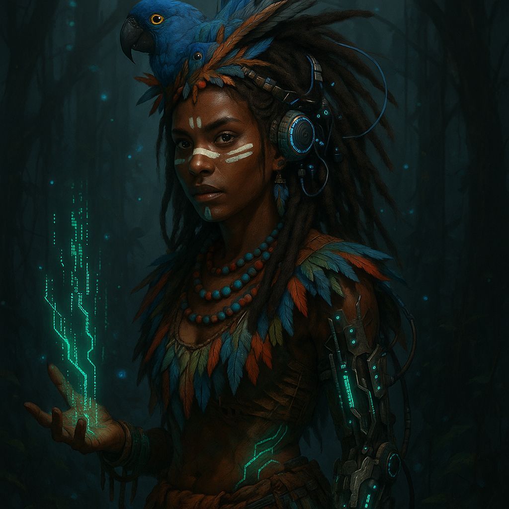 Shadowrun Female Technomancer in Cyberpunk Style