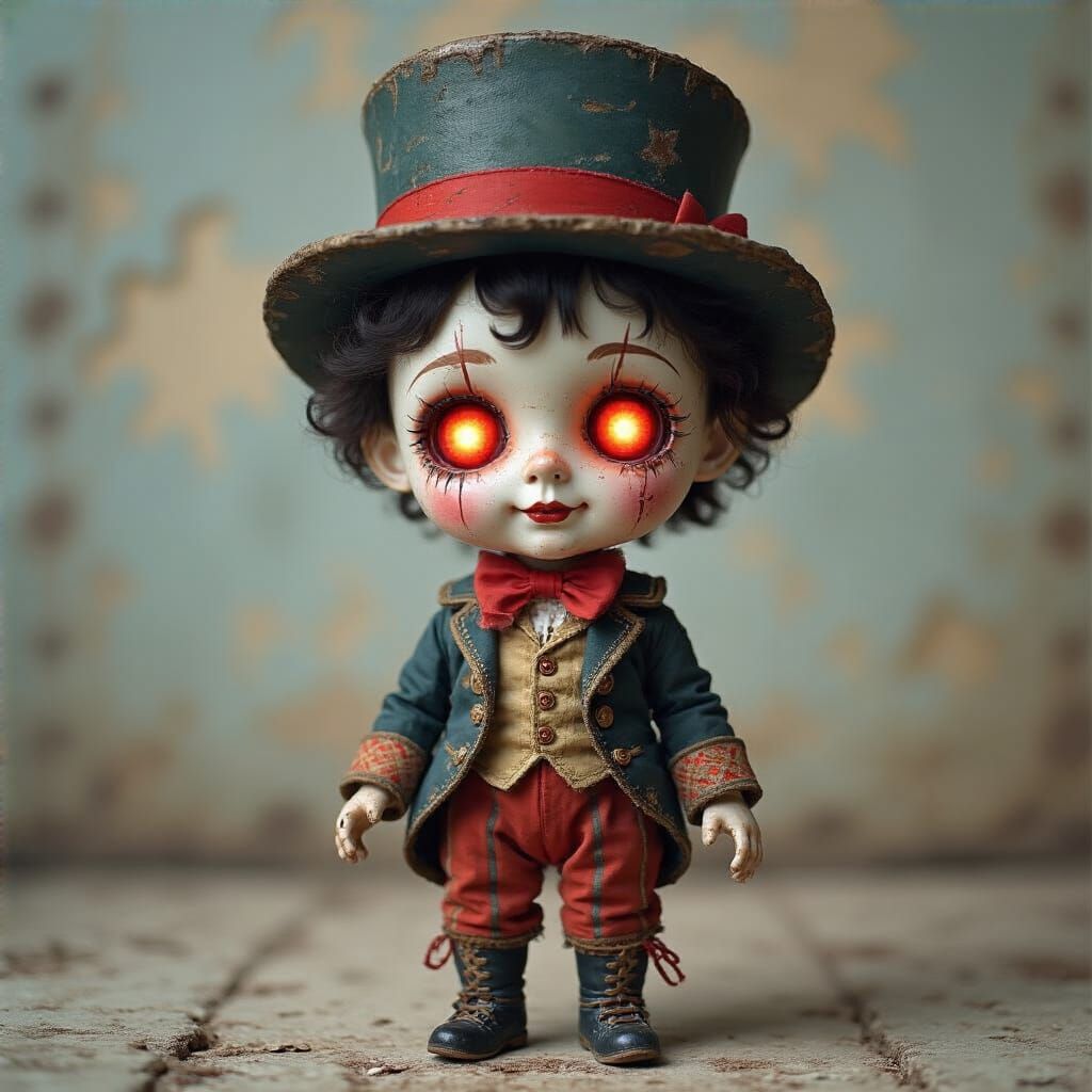 Haunted Circus Ringmaster Doll: Chibi Porcelain