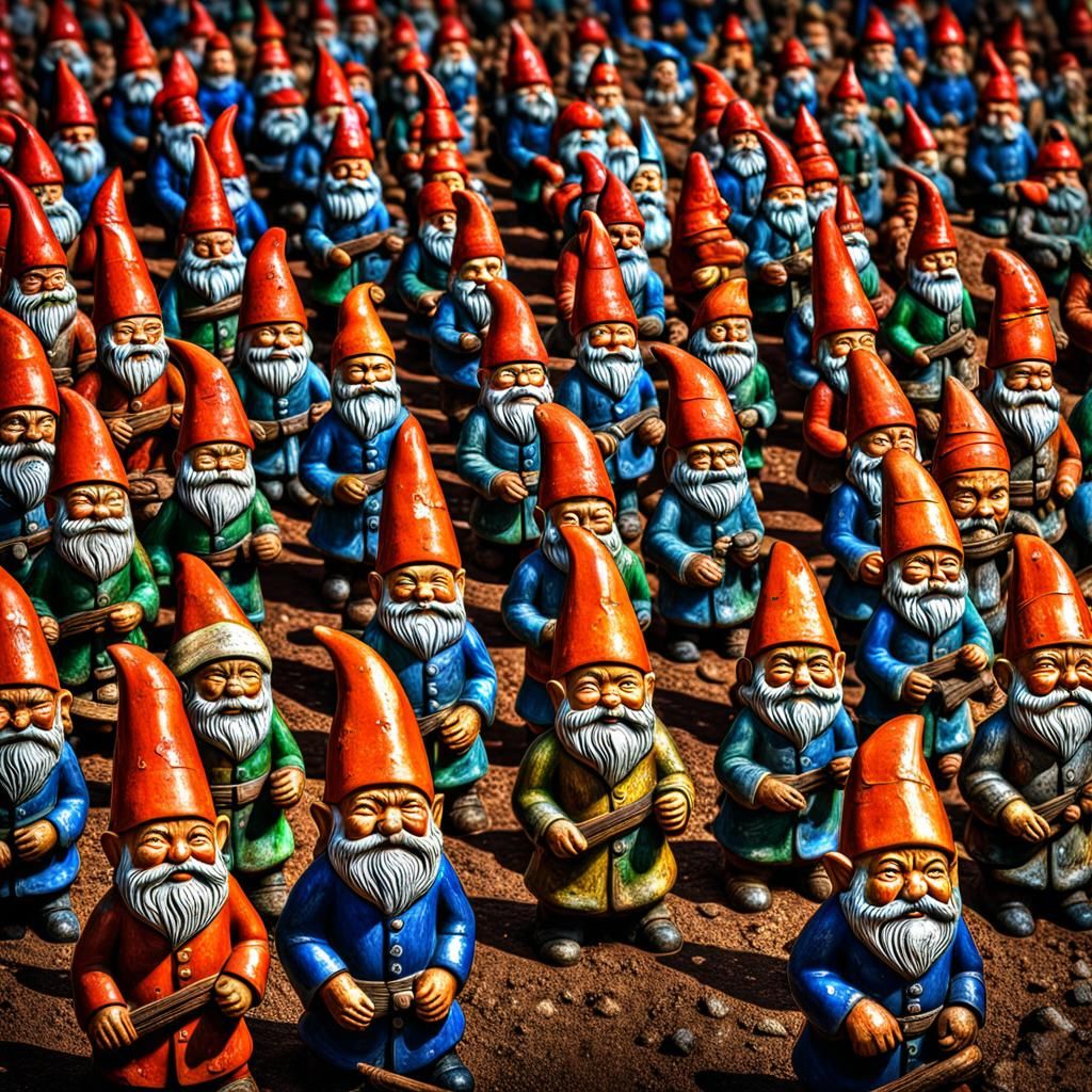 Terracotta Army of Garden Gnomes in HDR