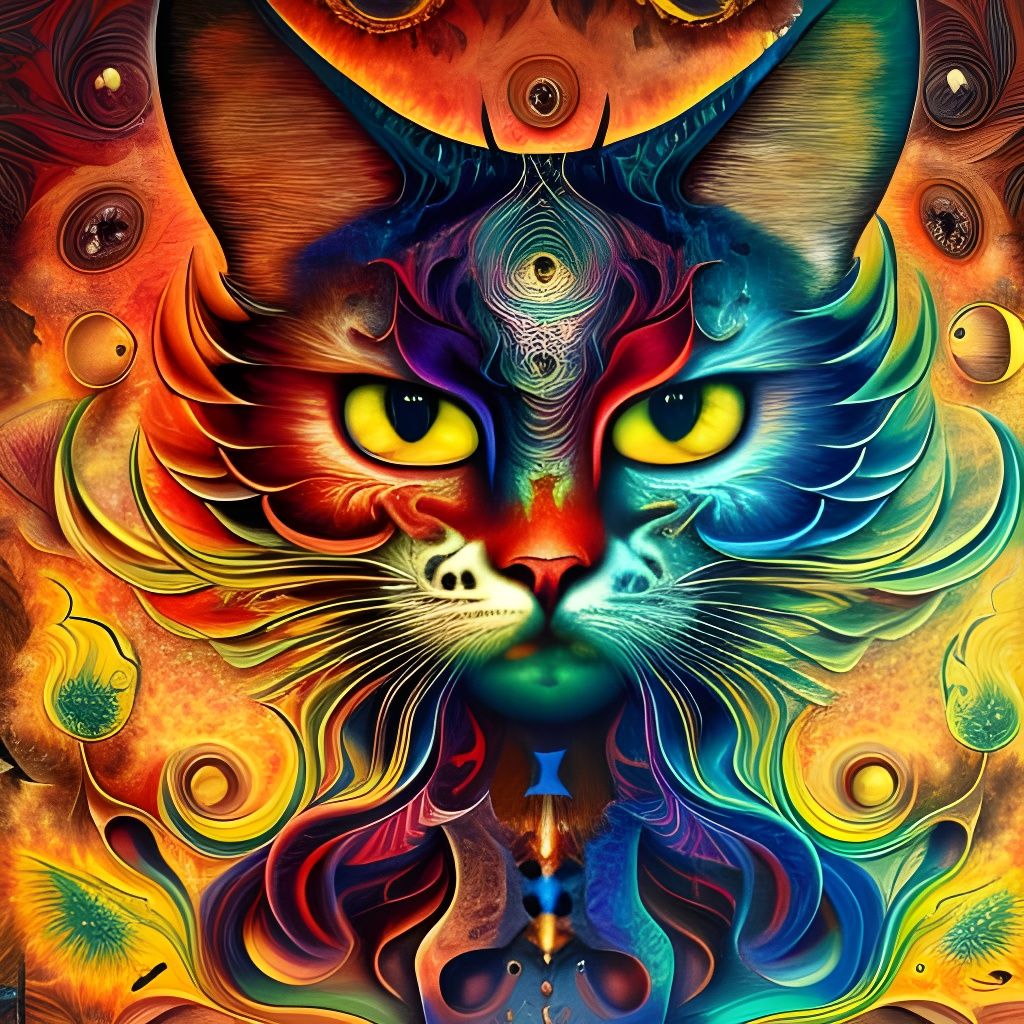 Energetic Cat Portrait in Rich Colors