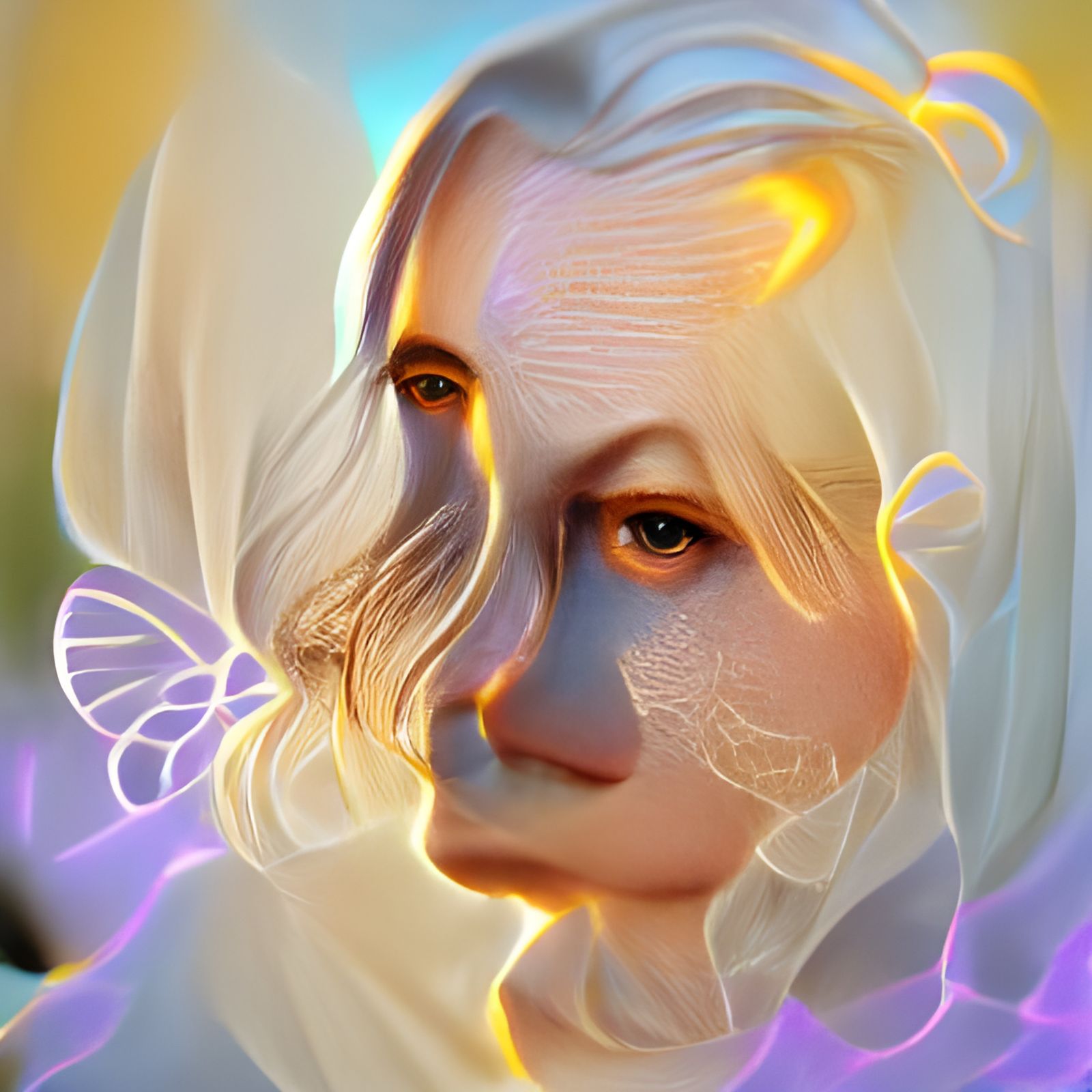 Ghost Butterfly Portrait in Art Nouveau Style