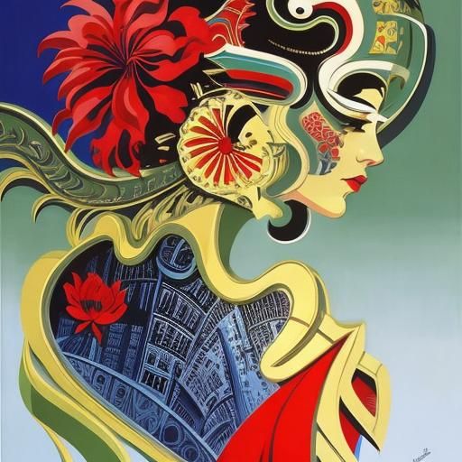 Art Deco Matte Painting in Erté Style