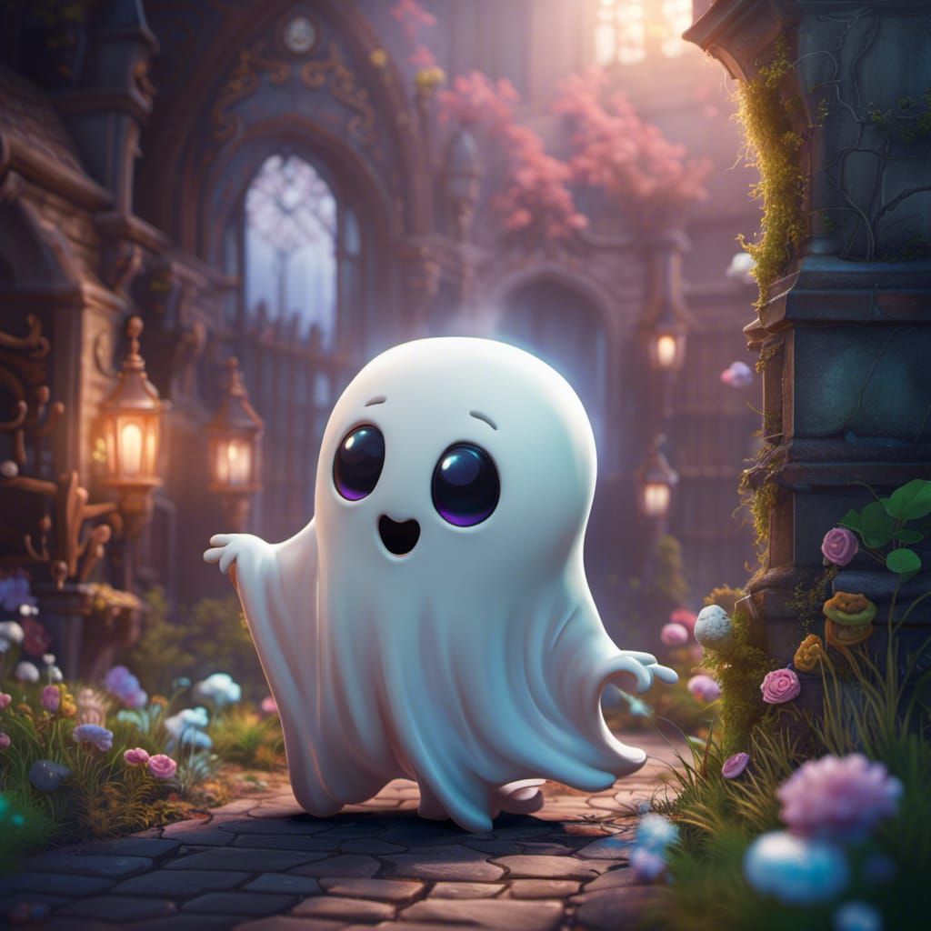Cute Ghost in Detailed Matte Painting