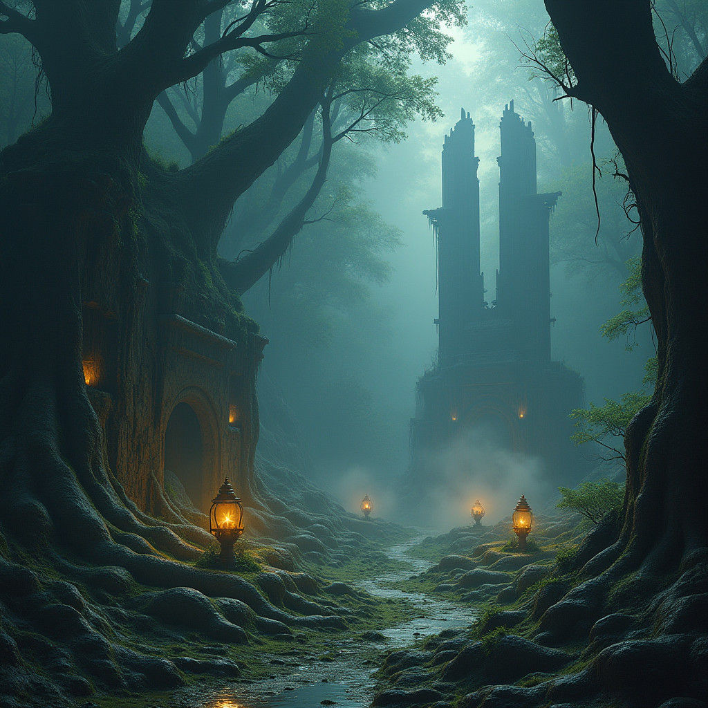 Mystical Serpent Den in Dystopian Style