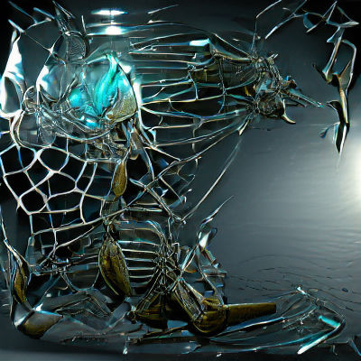 Broken Glass Skeleton in 8K 3D Rendering