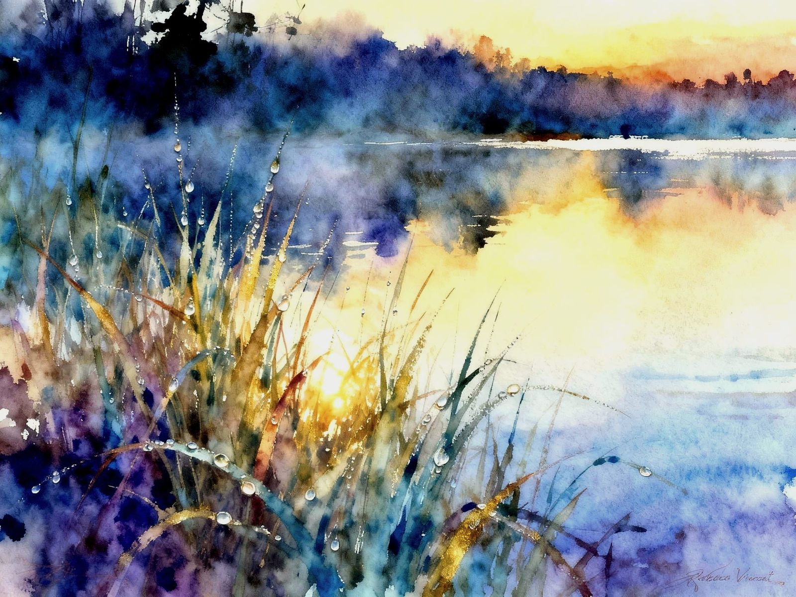 River Grasses in the Fading Light of Sunset