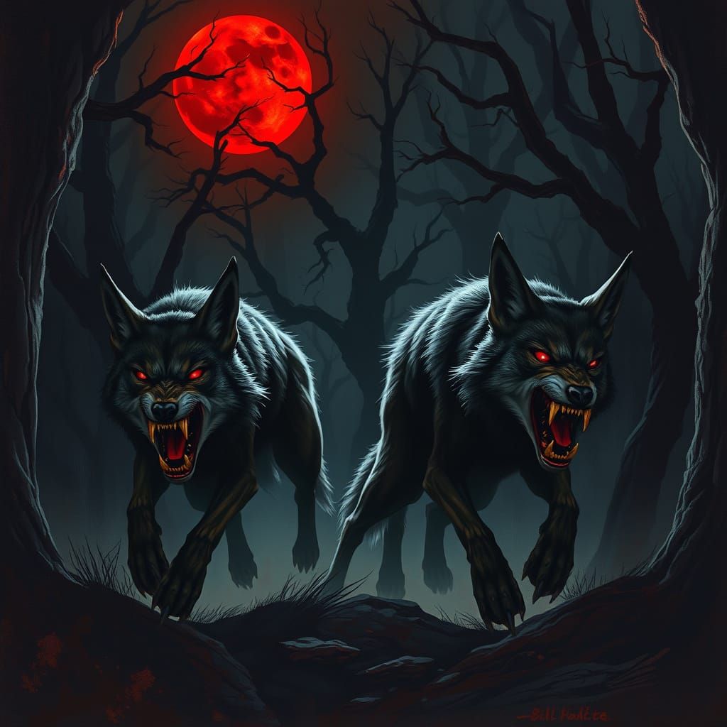 Vicious Coyotes Hunt Under Blood Moon