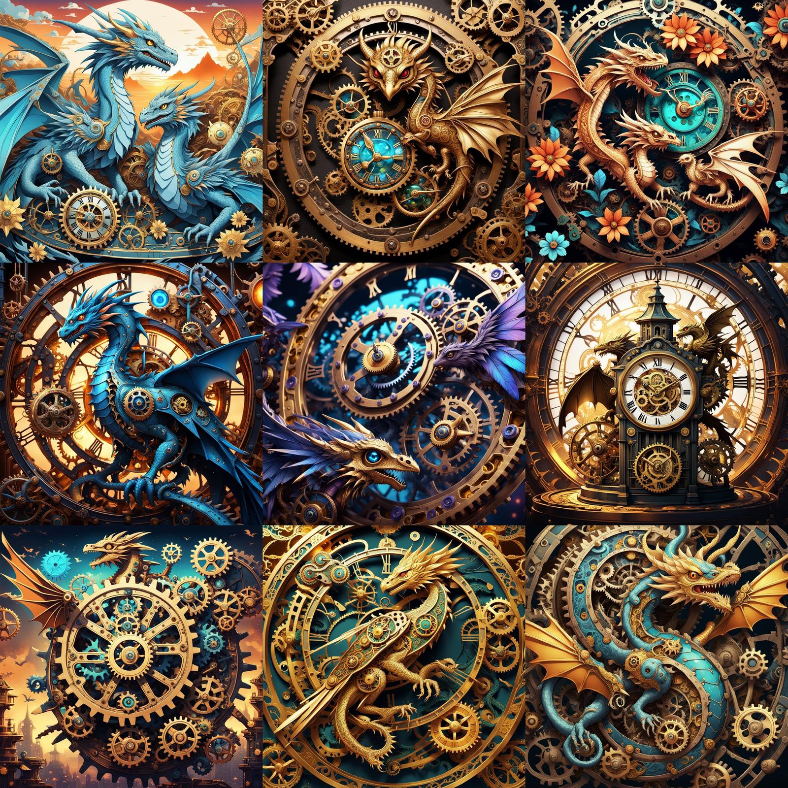 Clockwork Dragons and Birds: Cel-Shaded Anime Style