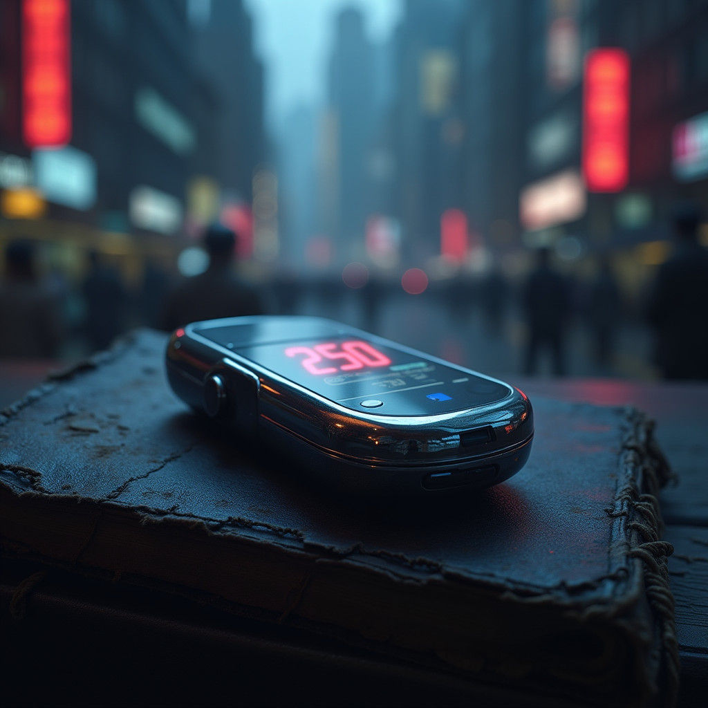 Glucometer Displays High Blood Sugar in Film Noir