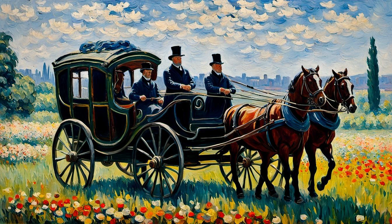 1450s Carriage in Claude Monet Impasto Style