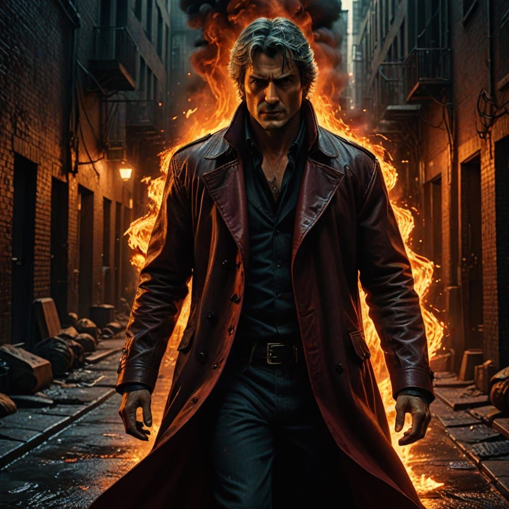 Dante in Dark Alley: Comic Book Style