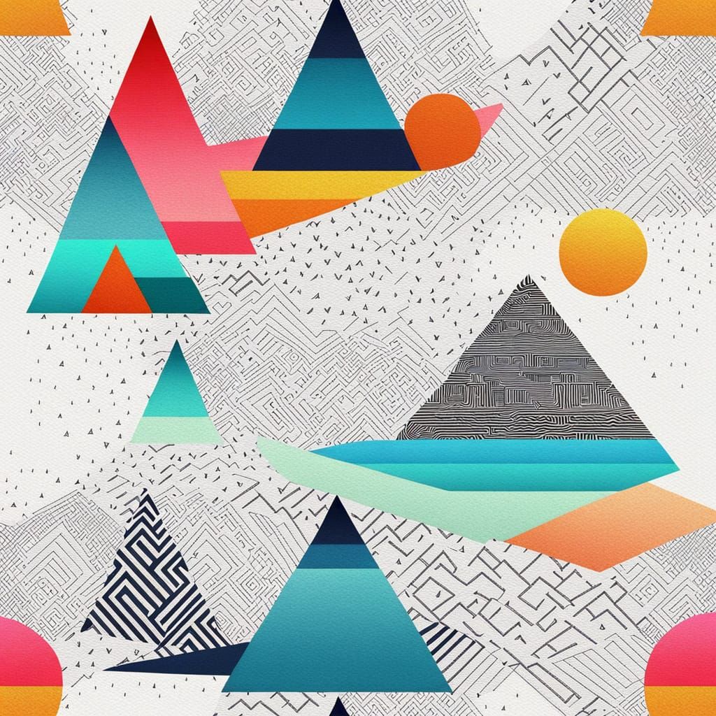 Geometric Fabric Monument Design in Digital Art Style