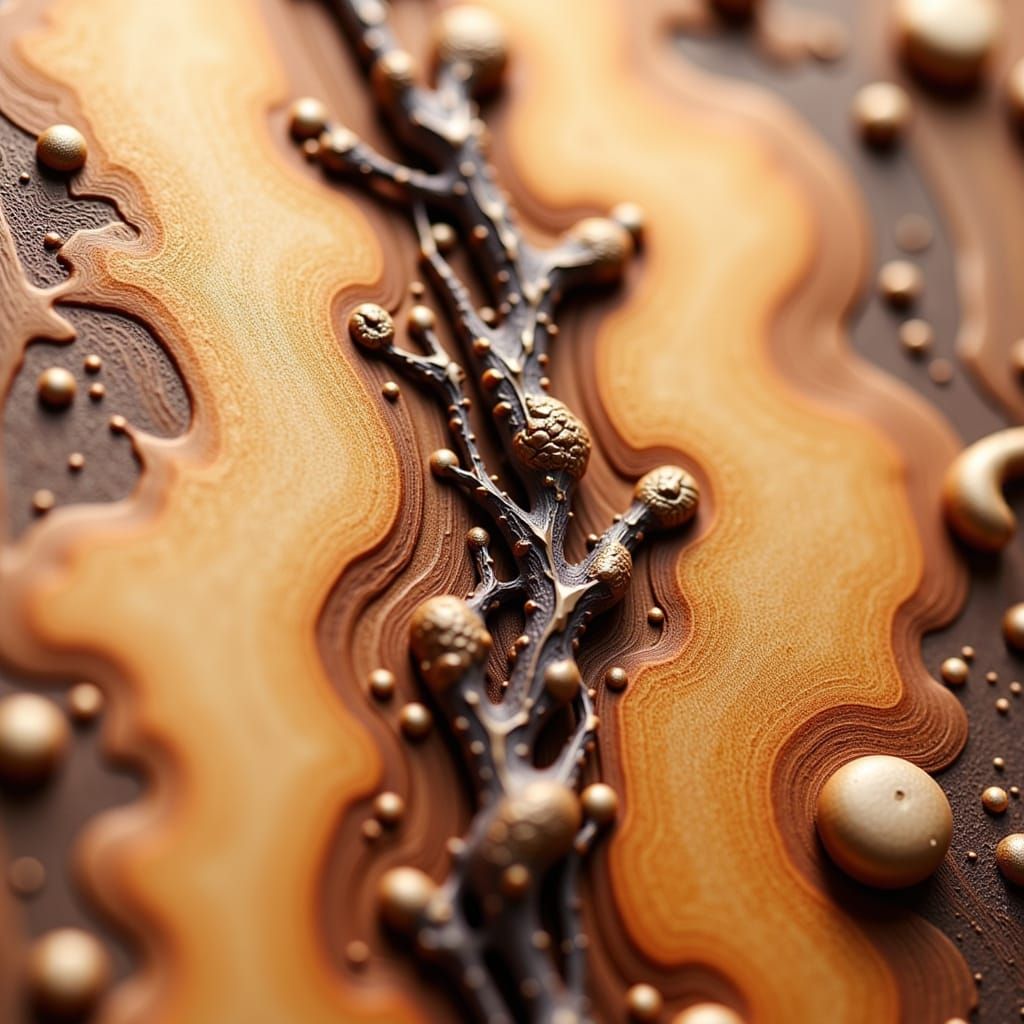 Detailed Wood Sculpture with Rich Grain Texture