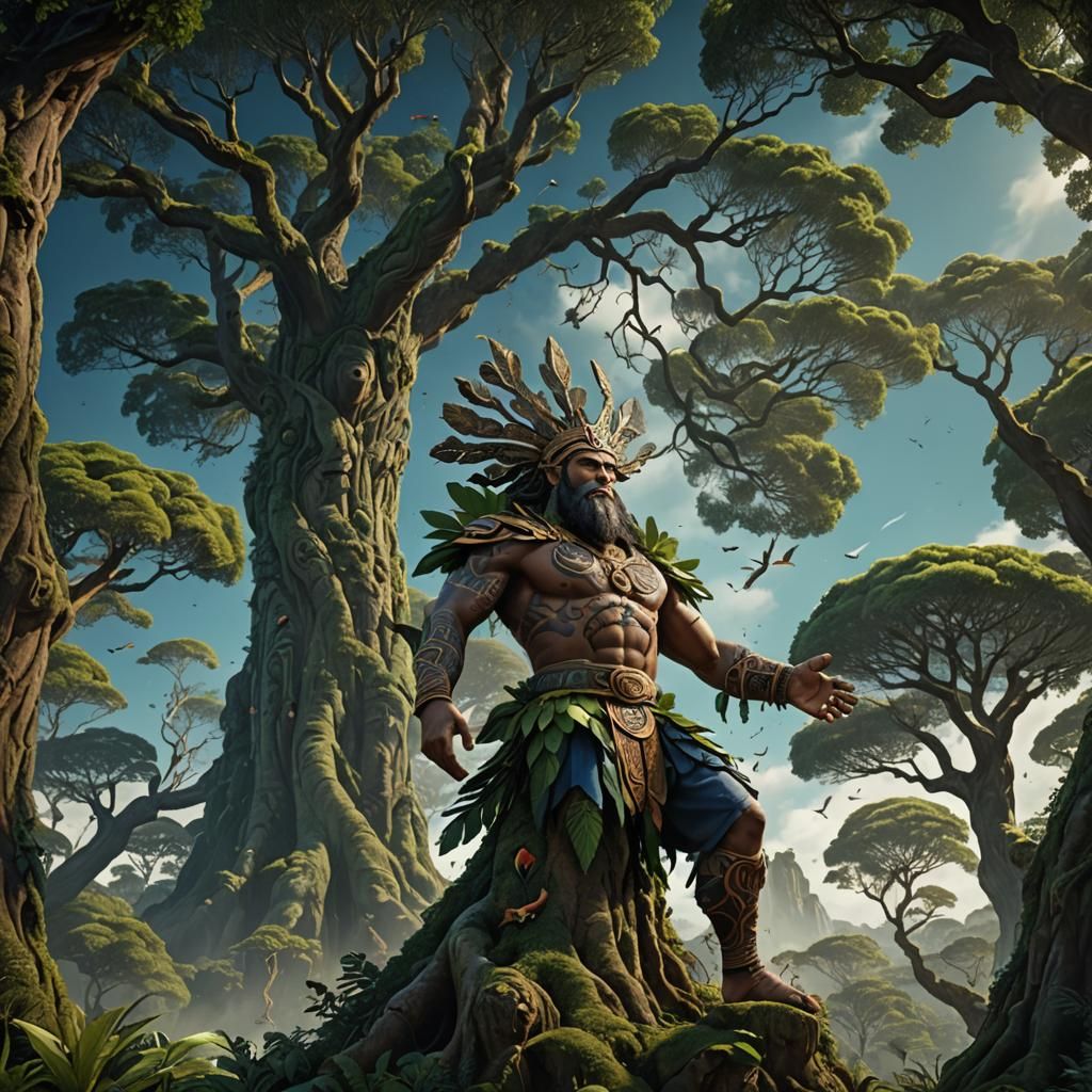 Tane Mahuta: Maori God Separating Sky, Digital Art