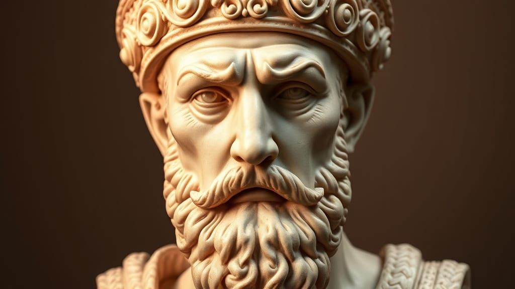 Classical Bust of Hannibal Barca in Cream-Colored Marble