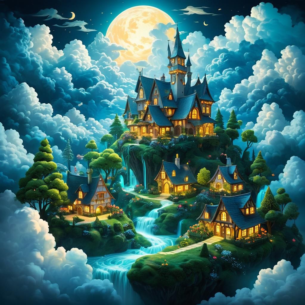 Cloud Paradise: A Medieval Artist's Whimsical World