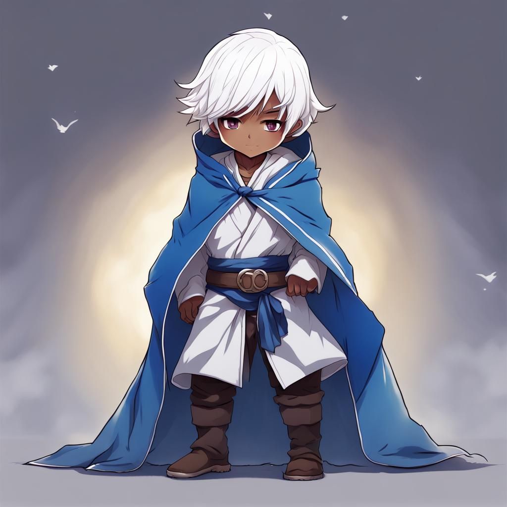Anime Halfling Ranger in Blue Robe