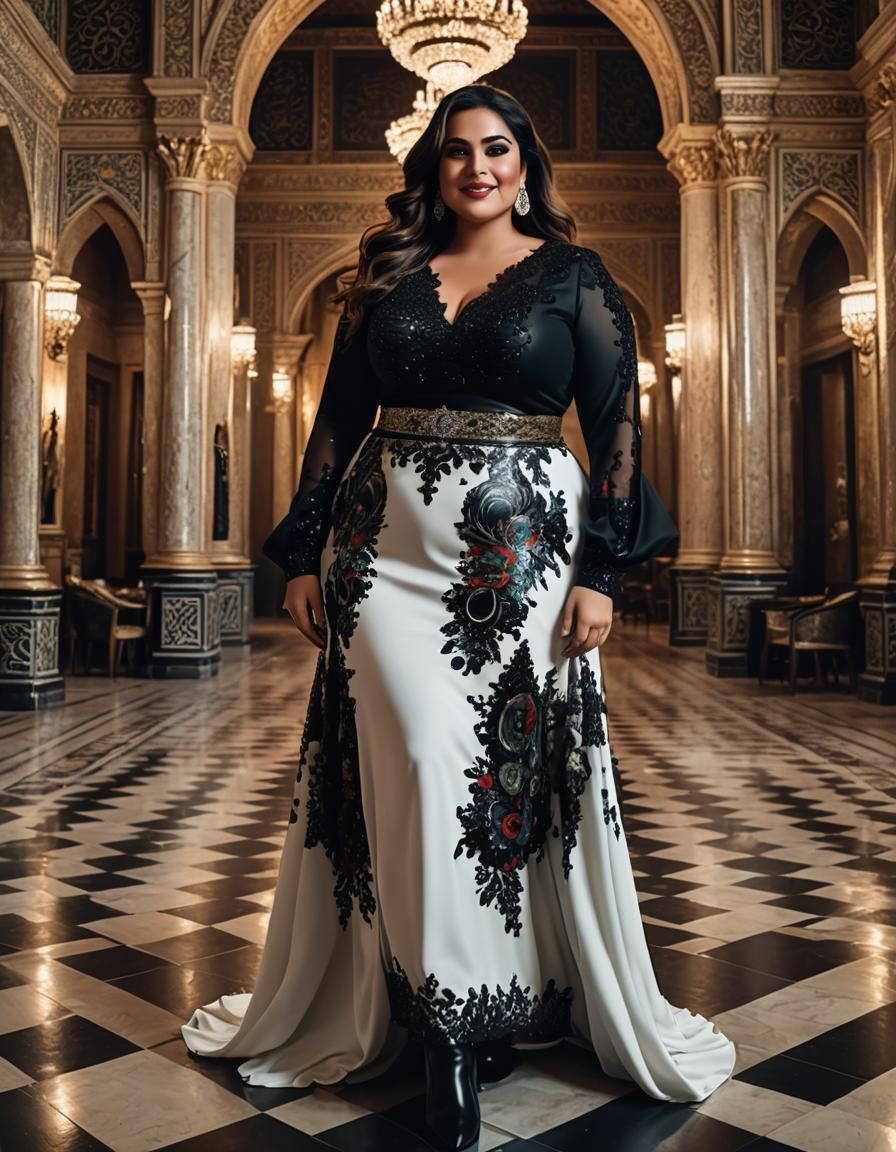 Pop Art Portrait of Woman in Palace at Night