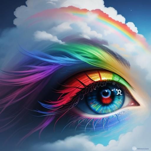 Rainbow Cloud Face in Hyperrealistic Style