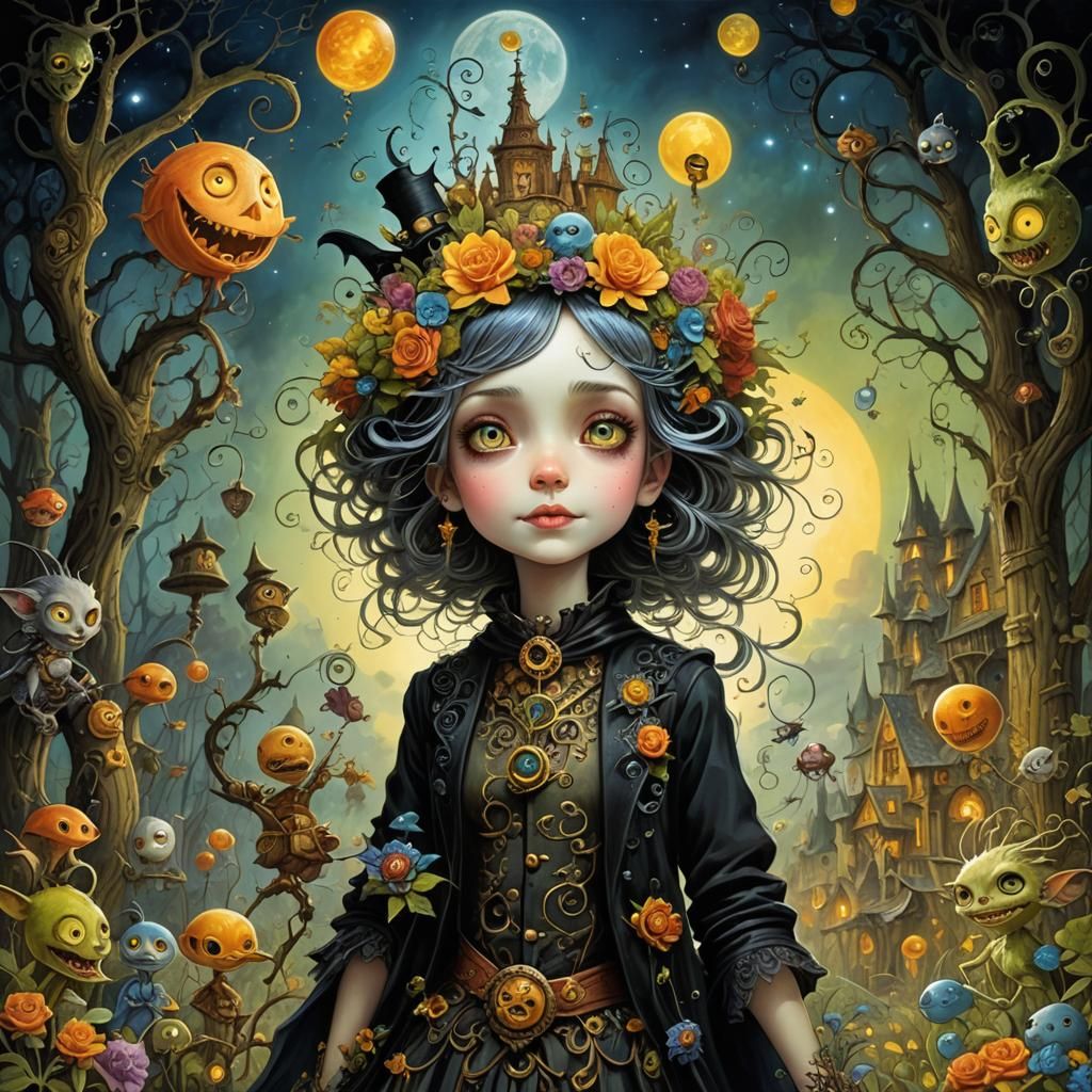 Gothic Whimsical Masterpiece in Gris Grimly Style