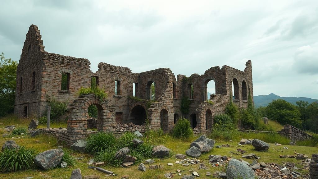 Abandoned Castle Ruins Overgrown by Nature