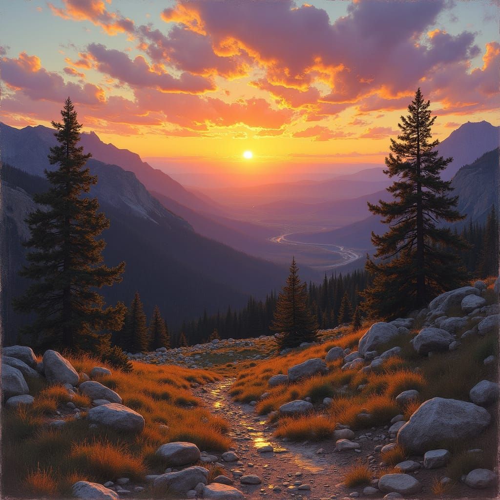 Baldy Mesa Sunset: Vibrant Landscape Painting