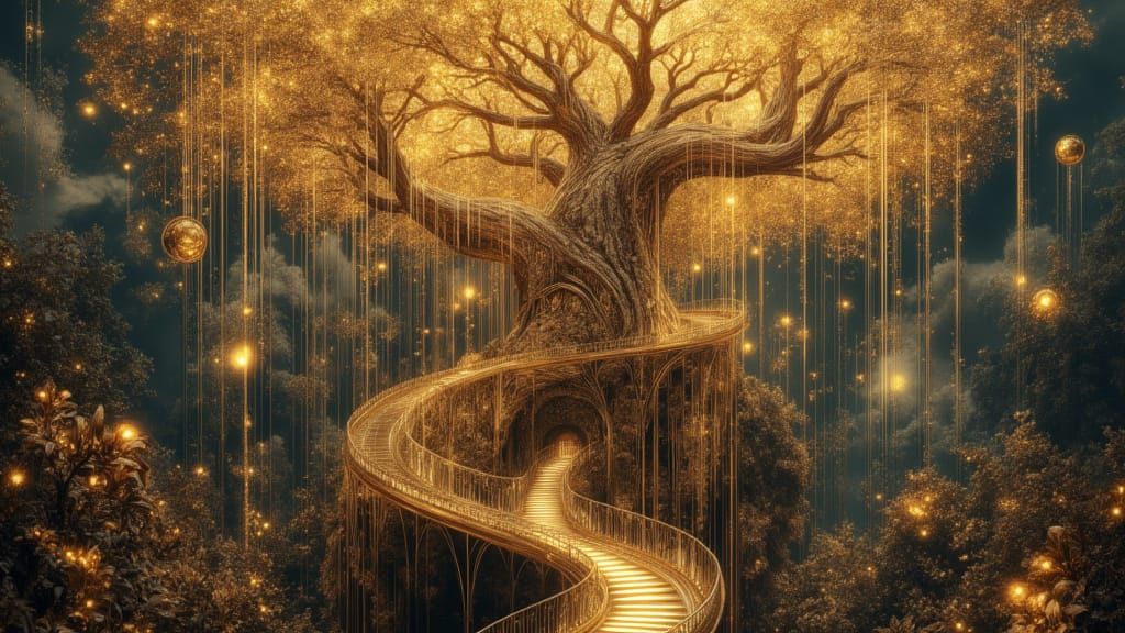 Surreal Treehouse in Jungle, Blending Surrealism and Abstrac...