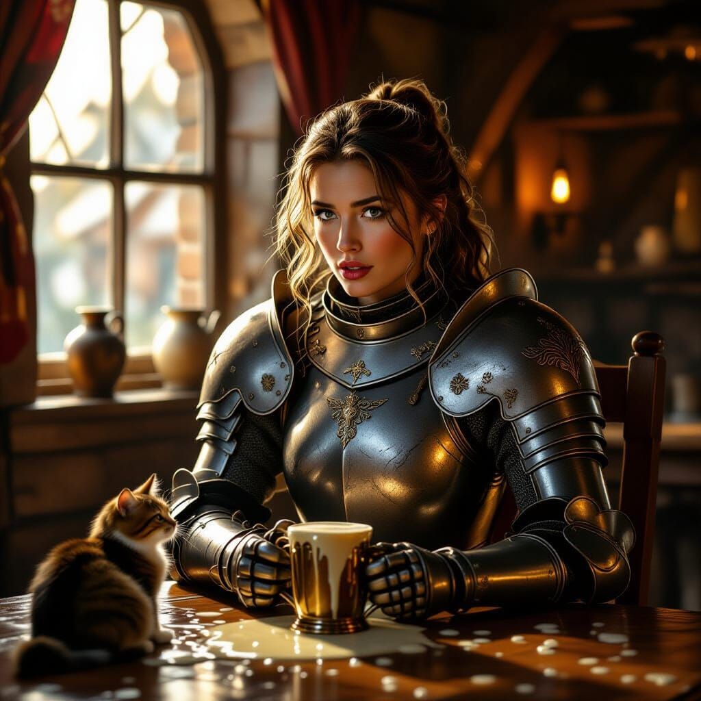 Surprised Knight in Tavern: Tonalism Style