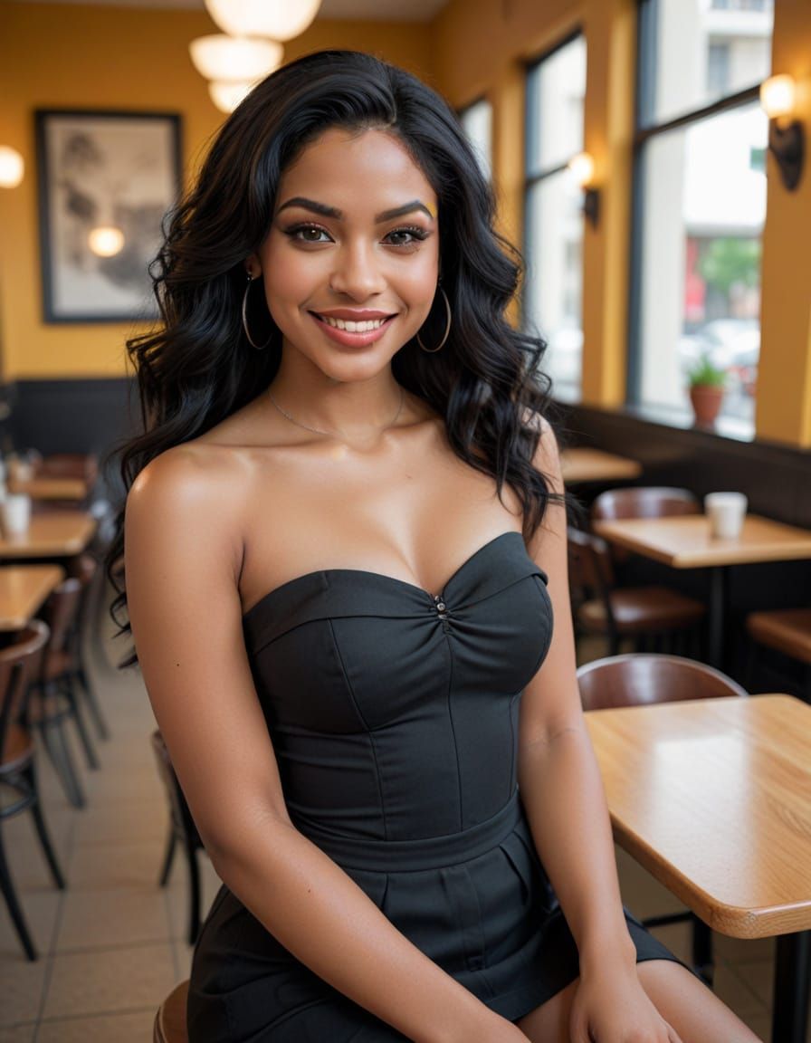 Dominican Woman in Gothic Style, Hyperrealistic Portrait