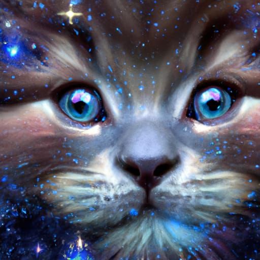 Colossal Kitten Face Composed of Cosmos