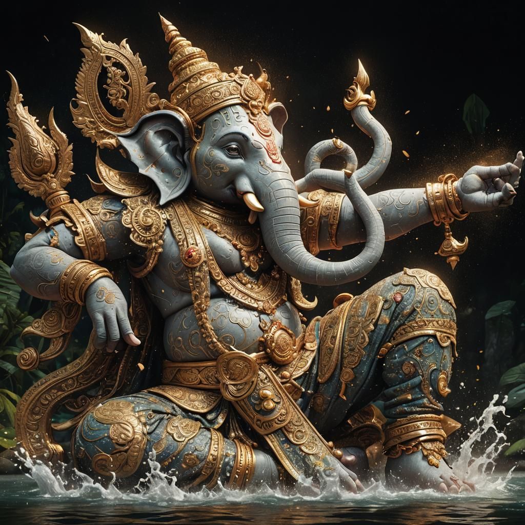 Ganesha Inspires Happiness: Detailed Matte Painting