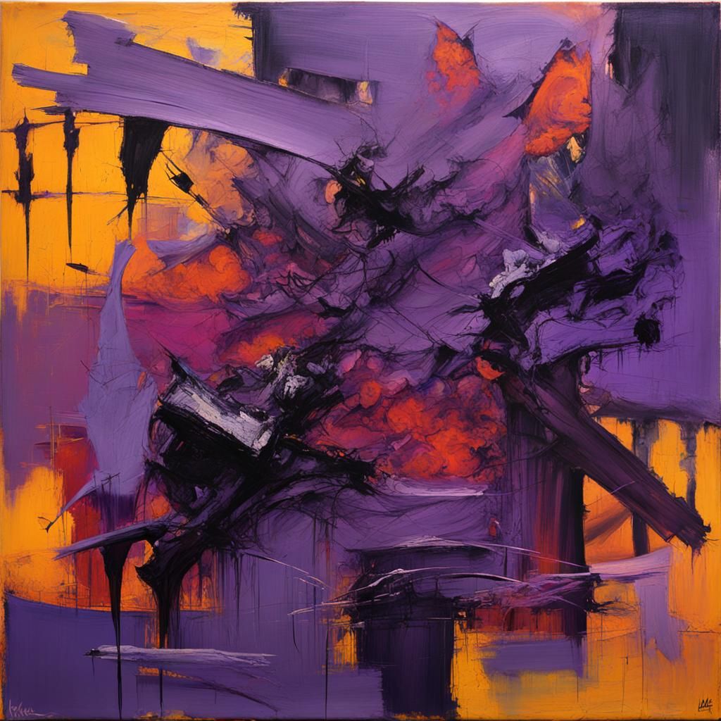 Abstract Expressionism: Purple Mist Envelops Figure