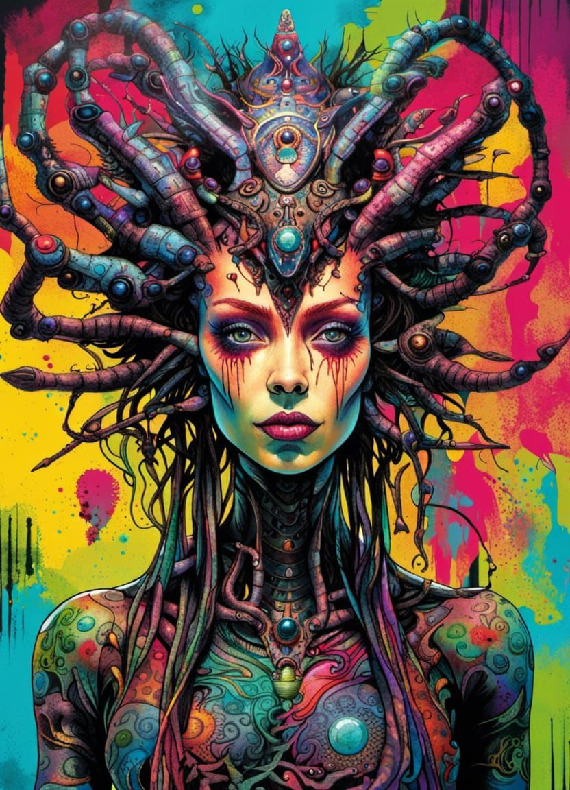 Alien Queen Supermodel in Pop Art Style