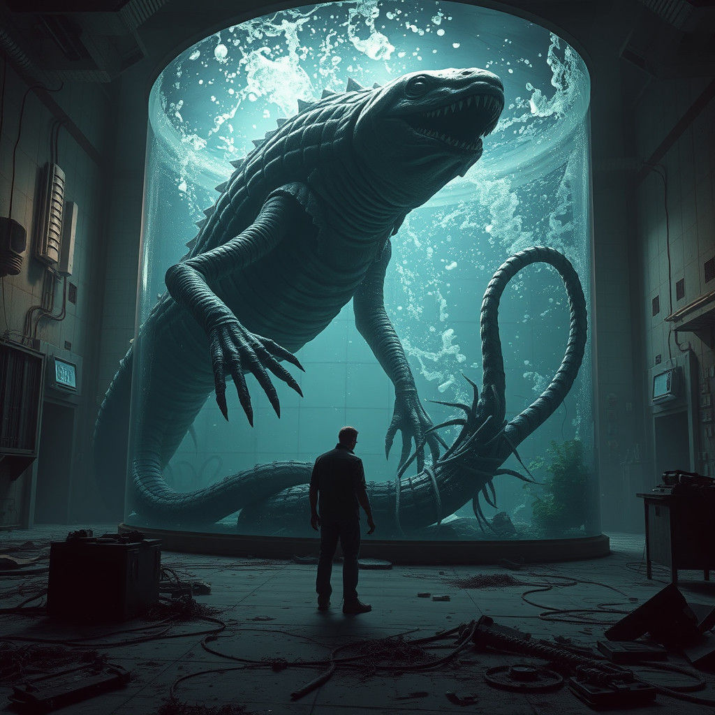 Gargantuan Sea Monster Breaks Free: Gothic Horror