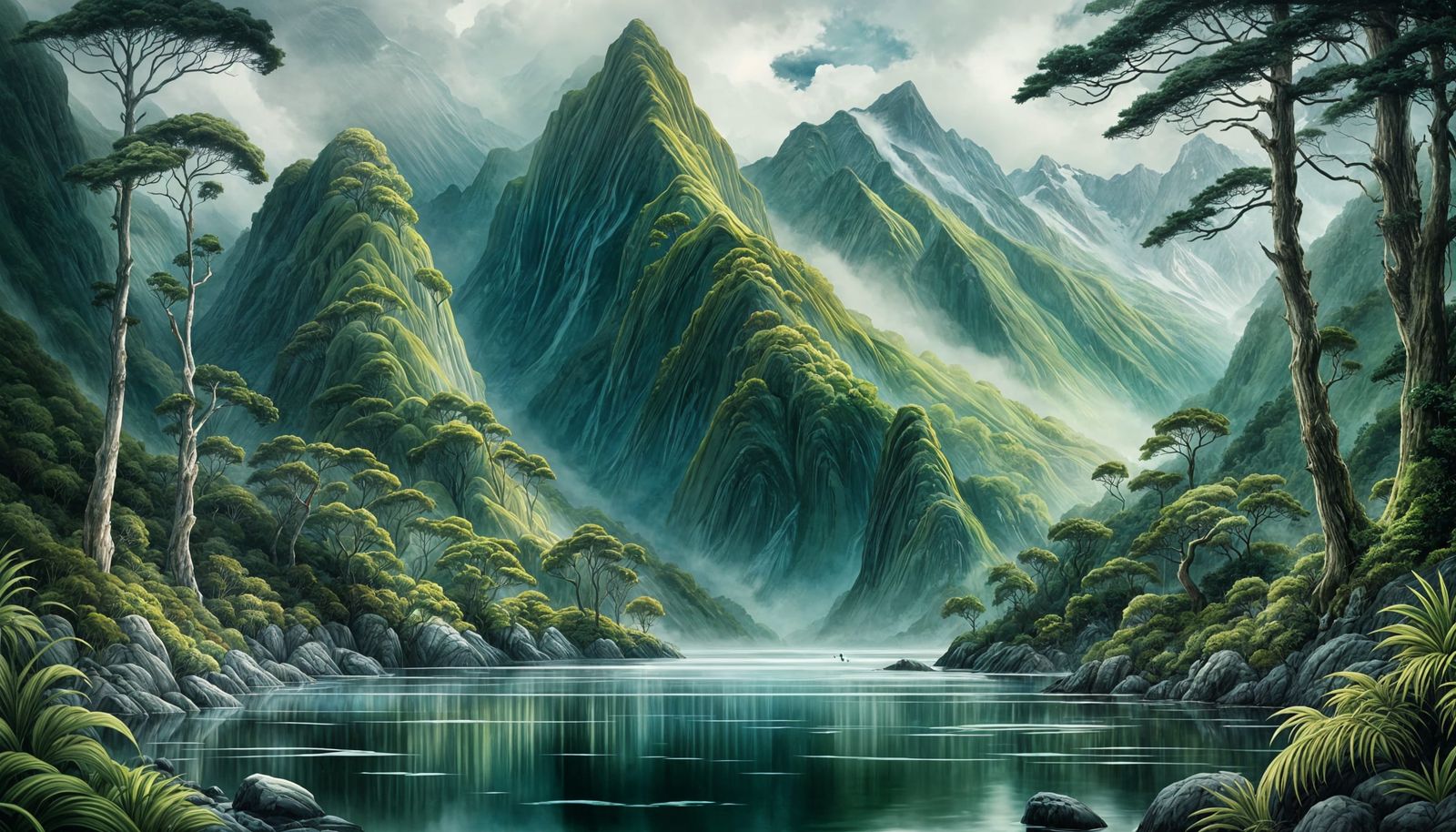 New Zealand Fiordland: Magical Landscape in Rackham Style