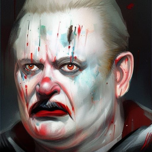 Sinister Portrait of John Wayne Gacy as Dark Fantasy Art