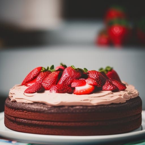 Delicious Strawberry Chocolate Cake Photography