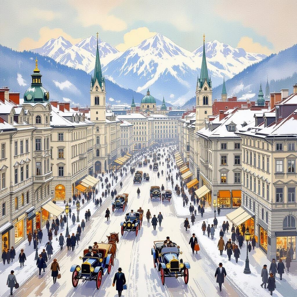 Vienna in the 1920s: Gouache and Watercolor Painting