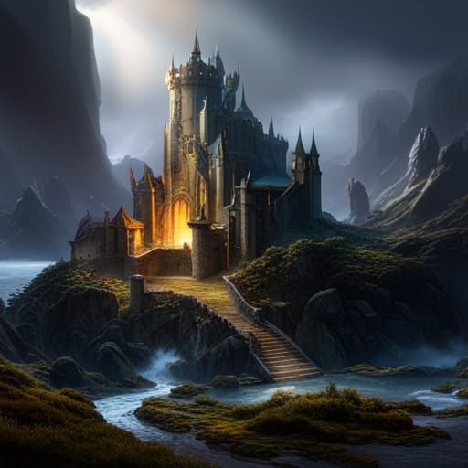 Detailed Dragon Lair Matte Painting