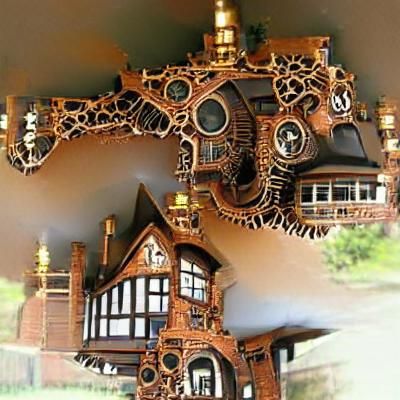 Steampunk Wizard House in Tudor Style